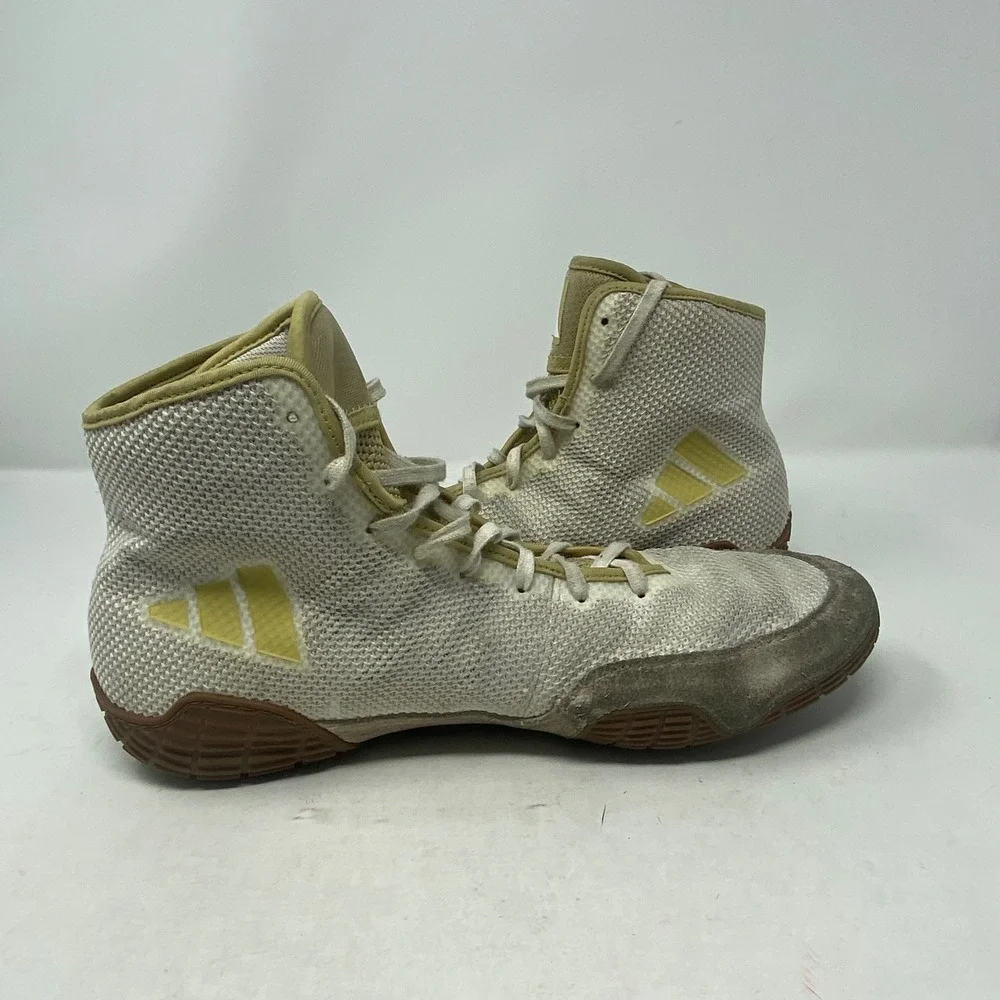 Adidas Tech Fall 2.0 Wrestling Shoes White Gold Gum FZ5389 Mens Size 12 High Top